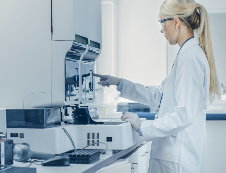 In Bio Technological Laboatory Female Research Scientist Analyze